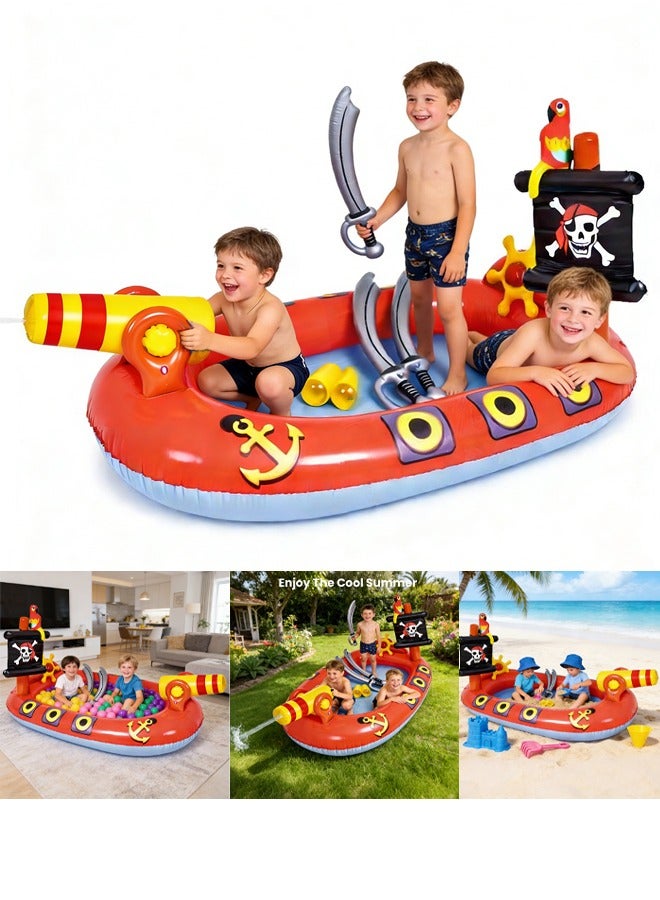 TAPIT Inflatable Swimming Pool for Kids with Sprinkler, Funny Blow up Pool 190*110*90cm Full-Sized Family for Backyard, Summer Water Party (Pirates Spray Pool) - Image 1